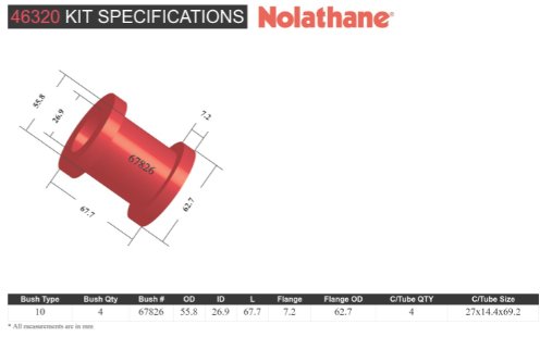 SUITABLE FOR 200/300 SERIES LANDCRUISER | NOLATHANE | Trailing Arm Bush Kit - Rear (Upper)