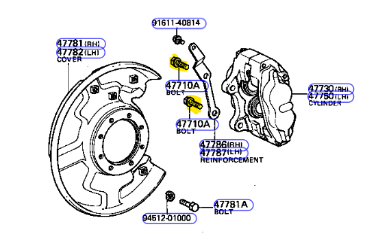 SUITABLE FOR 40/60 SERIES LANDCRUISER | HPP LUNDS | Disc Caliper, Front - Attachment Bolt
